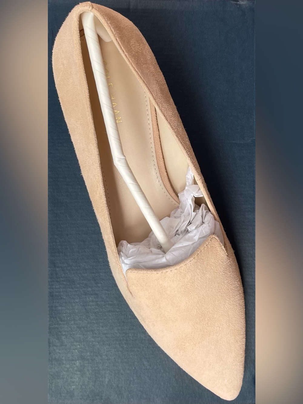 Cole Haan Arlyss Skimmer II Women's Nude Suede Slip On Shoes Sz 7.5 B NWT In Box